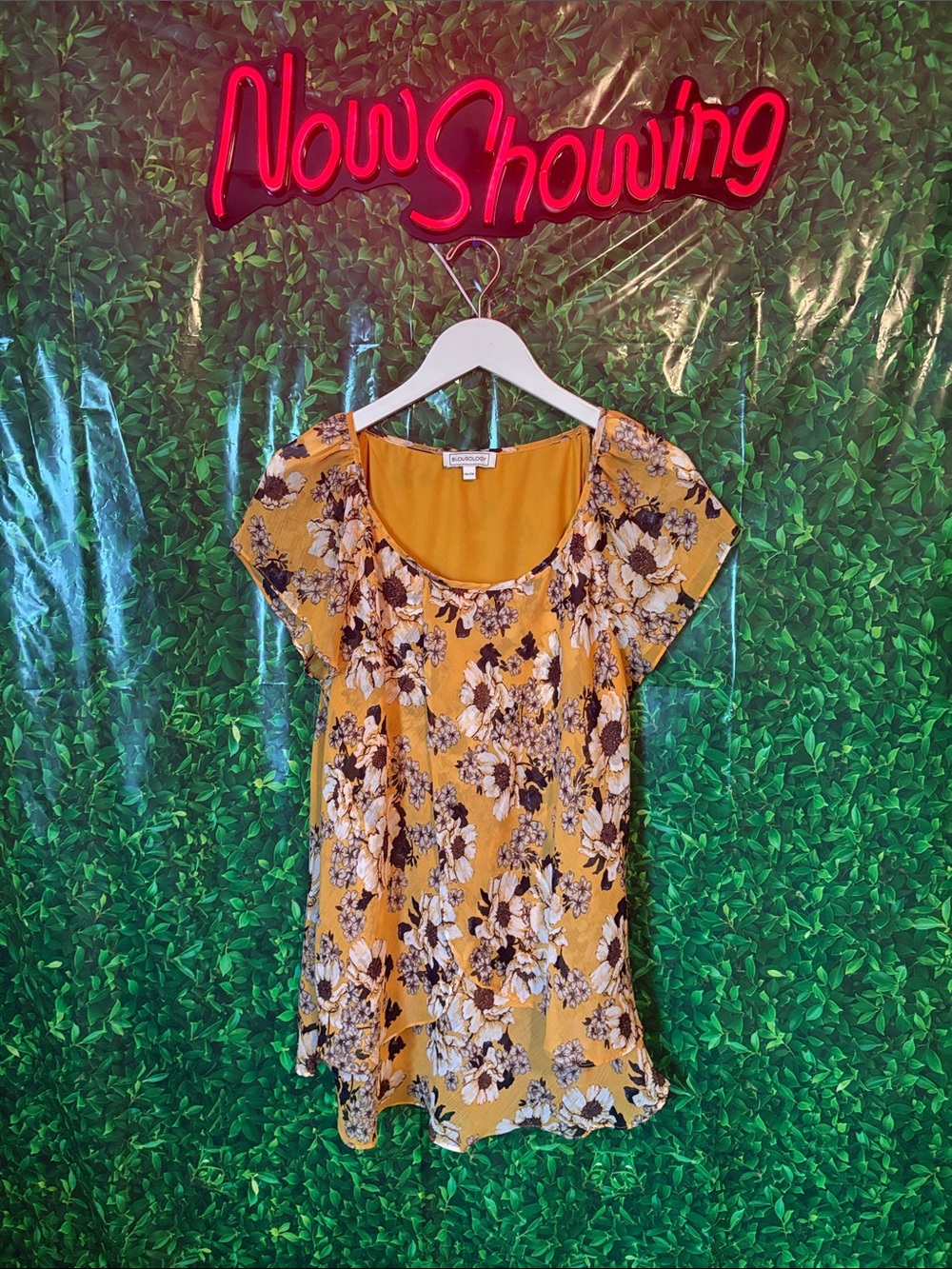 Floral Scoop-Neck Blouse in Mustard by Goodfellow & Co.
